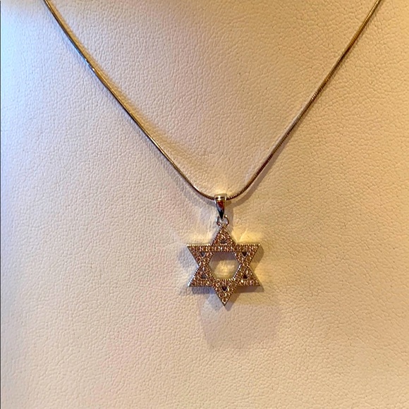 ✡️ Sterling silver Star of David CZ 2pc Necklace - Picture 2 of 8